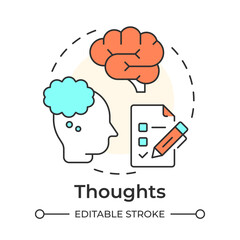 Thoughts multi color concept icon. Mental assessment, cognitive testing. Self evaluation. Round shape line illustration. Abstract idea. Graphic design. Easy to use in blog post, booklet
