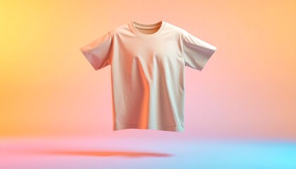 Floating T-Shirt Mockup on Gradient Background for Apparel Design