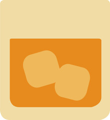 Flat Illustration of Whiskey Glass with Ice