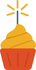 Cupcake with Sparkler Illustration