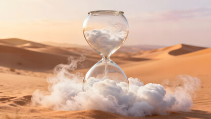 An Hourglass Filled With Flowing Clouds