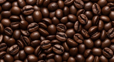 Fototapeta premium Close up of dark roasted coffee beans creating a textured background