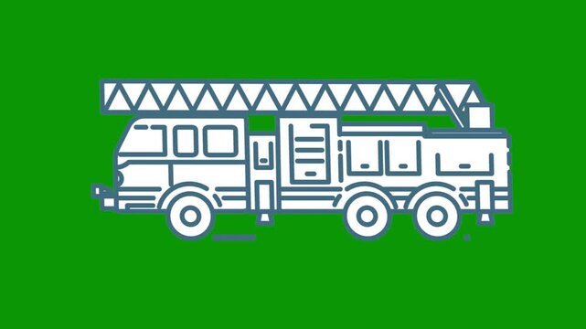 A green screen with white background and truck on it fire animated chromakey background depth cartoonish style design emotion gesture figure frame composition scene illustration movement