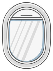 Cartoon Airplane Window View Illustration Isolated. Travel, Aviation, and Flight Concept Design Element.