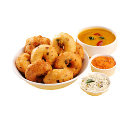 medhuvadai with coconut chutney and sambar