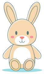 Obraz premium Cute cartoon bunny rabbit with big ears and blush on cheeks