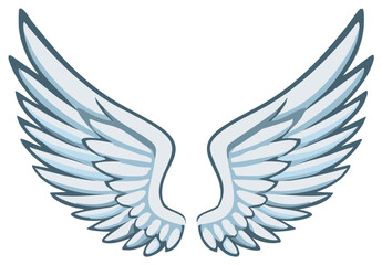 Fototapeta premium Elegant stylized white and light blue angelic wings vector illustration
