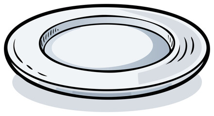 Clean White Round Plate Cartoon Illustration Simple Dining Tableware Design