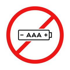 No AAA Battery Sign on White Background