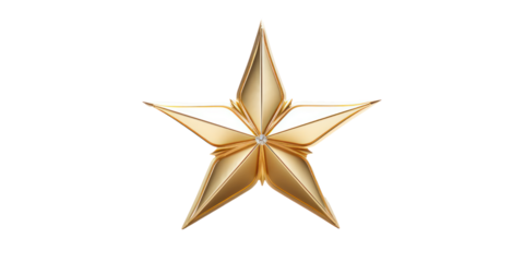 A golden star with a diamond on top against a transparent background