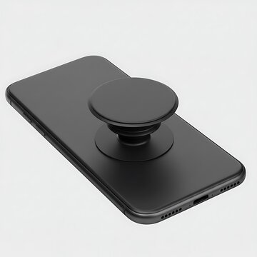 Sleek Black Phone PopSocket: 3D Render