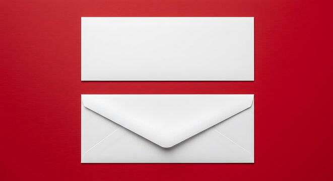 Blank White Envelopes on Red: Minimalist Stationery Mockup