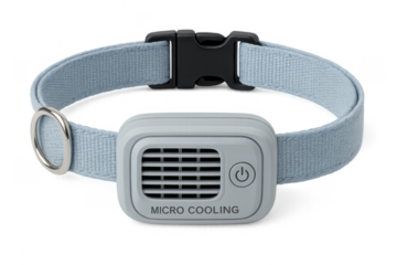 Pet cooling collar providing comfort for animals on transparent background