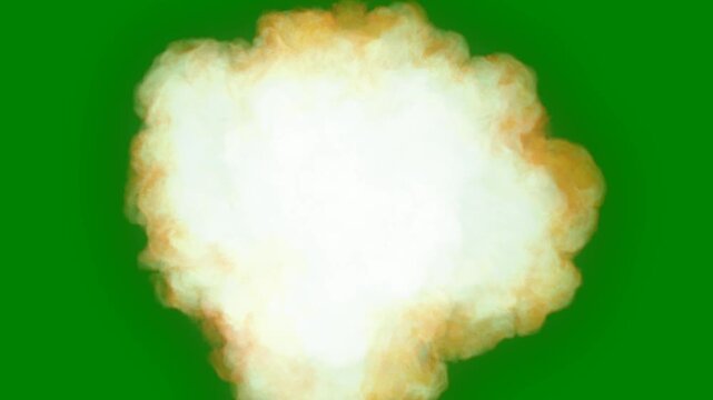 A green screen with white background and small explosion in the middle cloud on orange yellow smoke an center red heart it image of animated chromakey background elements design expression