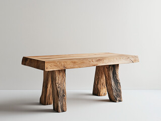 Rustic Wooden Table with Unique Grain and Textured Legs Design