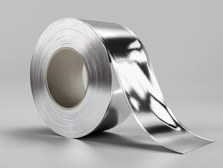 Reflective Aluminum Tape Roll on Gray Background for Crafting Use