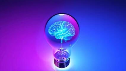 Brain in Lightbulb Innovation and Creativity Concept with Vibrant Color Gradient