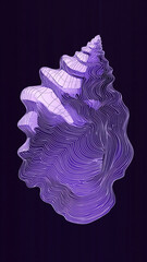 Abstract Spiral Shell with Wavy Lines on Dark Background
