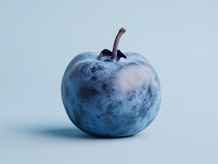 Blue Fruit with Unique Texture on Light Blue Background