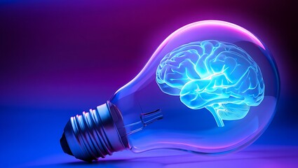 Brain Inside Light Bulb Creative Idea Concept Innovation and Intelligence