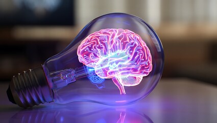 Brain inside lightbulb creativity and innovation conceptual idea generation