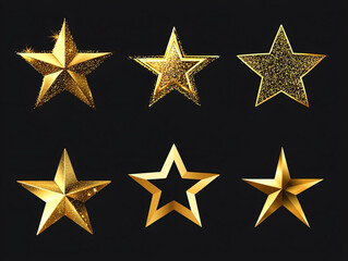 Obraz premium Collection of Golden Star Icons with Different Textures and Styles