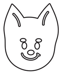 Outline of corgi puppy smile expression for dog cartoon, character, kid colouring book, sketch, comic, emoji, mood, emotion, emotion, feeling, pet shop, vet, animal, sticker, face shape, playtime