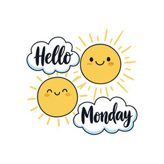 Brighten someone's Monday with suns and smiles for a cheerful greeting