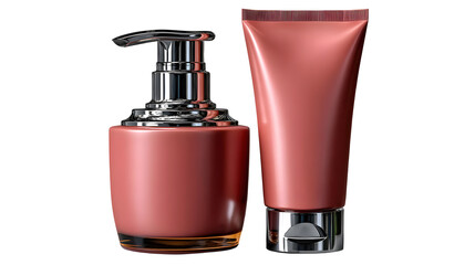 Premium skincare set with sleek design for beauty and self care routines, ideal for marketing campaigns isolated on transparent background