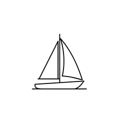 Simple Line Art Icon of a Sailboat Vessel