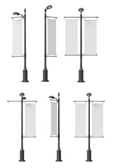 Streetlight Banners: 3D Render, Mockup Set