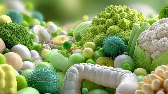 Fresh Vegetables Still Life: Broccoli, Cauliflower & Greens