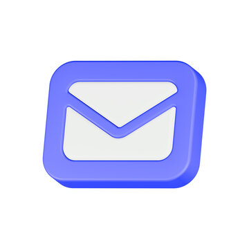 3e rendering icon email in blue color