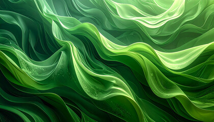 Obraz premium Swirling abstract waves of vibrant green and light green flowing
