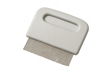 White plastic comb with fine teeth for removing head lice and nits