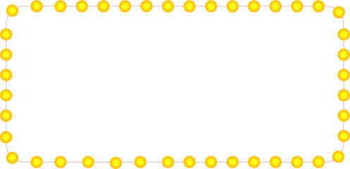 A festive border of glowing yellow string lights framing a dark empty space isolated on transparent background