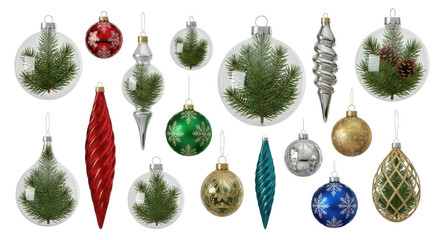 Festive Ornaments: A vibrant display of Christmas ornaments, each a unique masterpiece of holiday cheer and festive elegance.