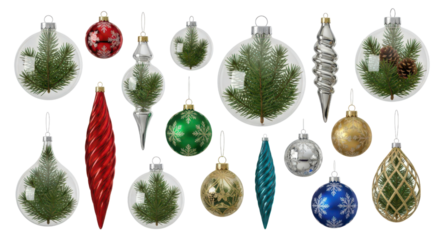 Festive Ornaments: A vibrant display of Christmas ornaments, each a unique masterpiece of holiday cheer and festive elegance.