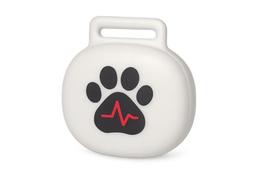 Pet health monitoring device with paw print and heartbeat - Powered by Adobe