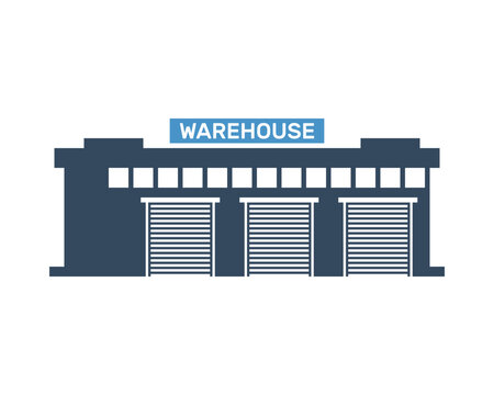 large distribution warehouse building exterior vector icon