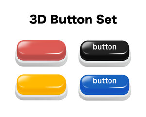 Set of Colorful Glossy 3D Web Button Icons Vector Collection of Round Rectangular GUI Buttons