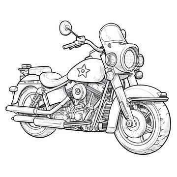 Police motorcycle coloring page