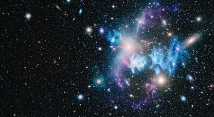 A vast expanse of space with galaxies, stars, and nebulae. The universe concept of cosmic exploration and the cosmos.