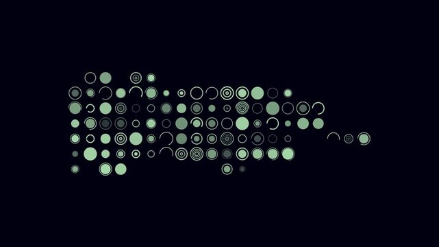 Puerto Rico animated country shape. Pulsating colored dots on the map of the country. Large size circle blocks. Digital style Puerto Rico map on dark background. Stylish animation video.