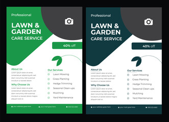 Landscape Gardening Services Lawn Care Flyer with Green and Yellow Accents   flyer template enhances your garden services' online presence. It is perfect for promoting landscaping, lawn care, and outd