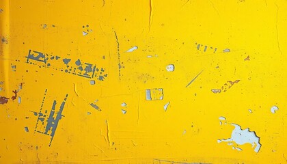 Aged yellow wall texture, distressed paint, faded sun-bleached surface, peeling, vintage background