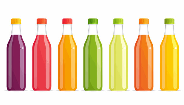 Vibrant array of colorful juice bottles, perfect for promoting healthy living and delicious refreshment, ideal for juice bar menus and beverage ads