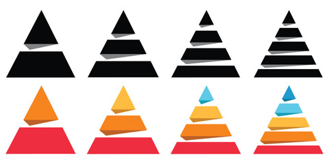 Triangular pyramid colorful icon. triangular pyramid infographics. educational materials. diagrams with ascending levels. Pyramid infographic