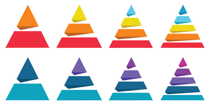 Triangular pyramid colorful icon. triangular pyramid infographics. educational materials. diagrams with ascending levels. Pyramid infographic