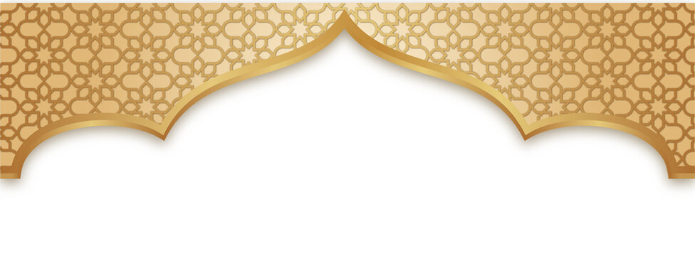 Ornate Golden Islamic Archway with Geometric Pattern